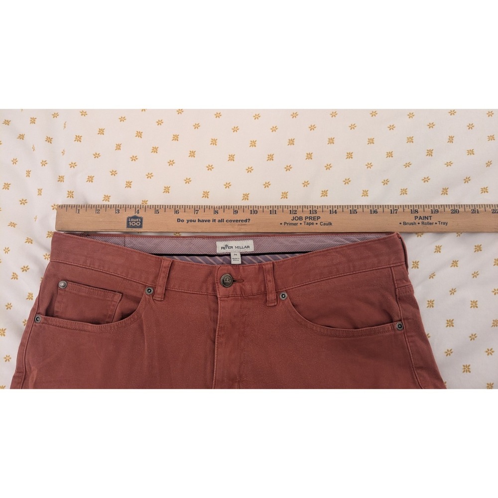 Peter Millar Pants Mens 34x31 Red Rust Ultimate Sateen 5 Pocket Chino Trouser - Picture 3 of 11